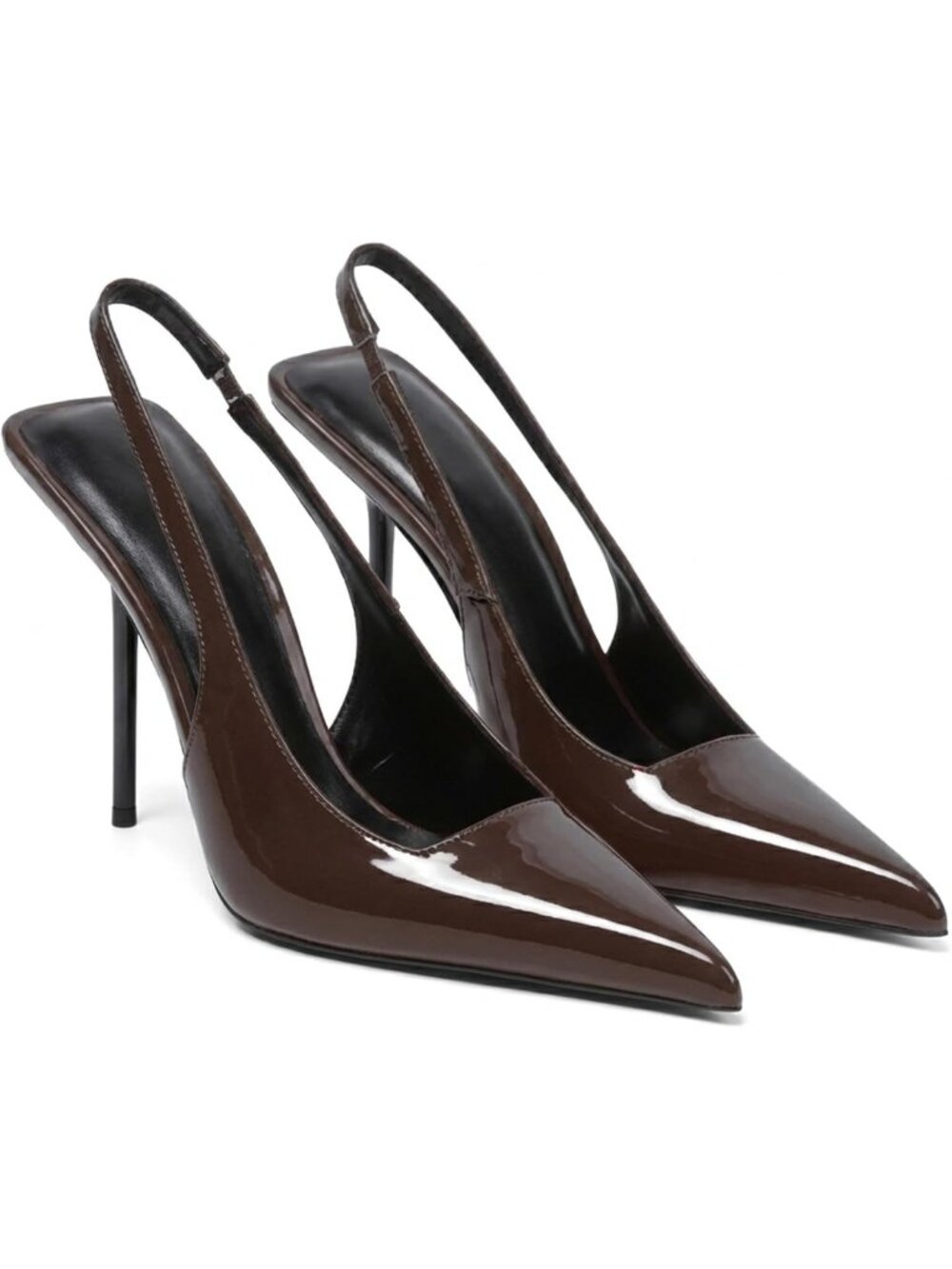 Chic Patent Leather Slingback Heels for Women - Pointed Toe Slip-On Pumps